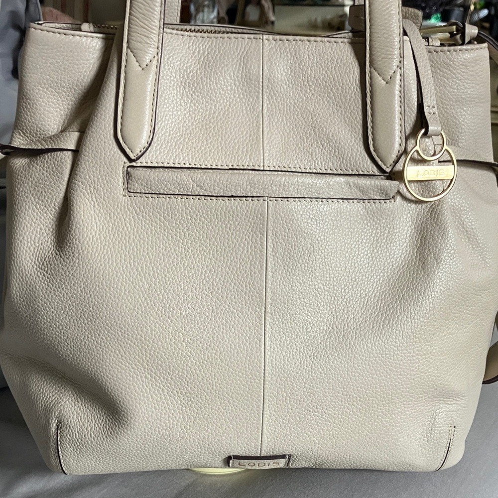 Lodis Ivory Leather Tote Bag
